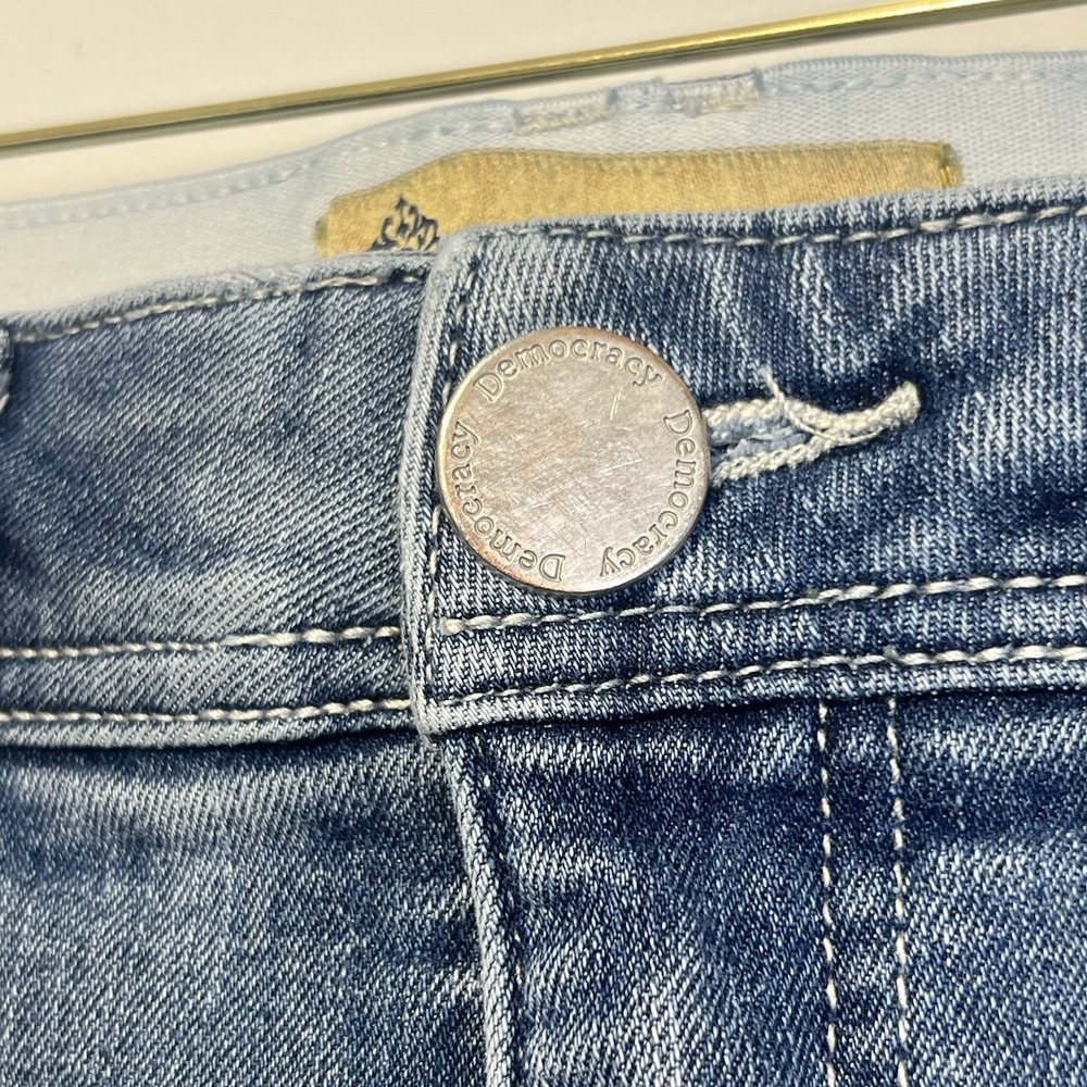 Democracy Jeans Womens 10 Blue "Ab"technology  Skinny Stretch‎ Distressed - Picture 5 of 13